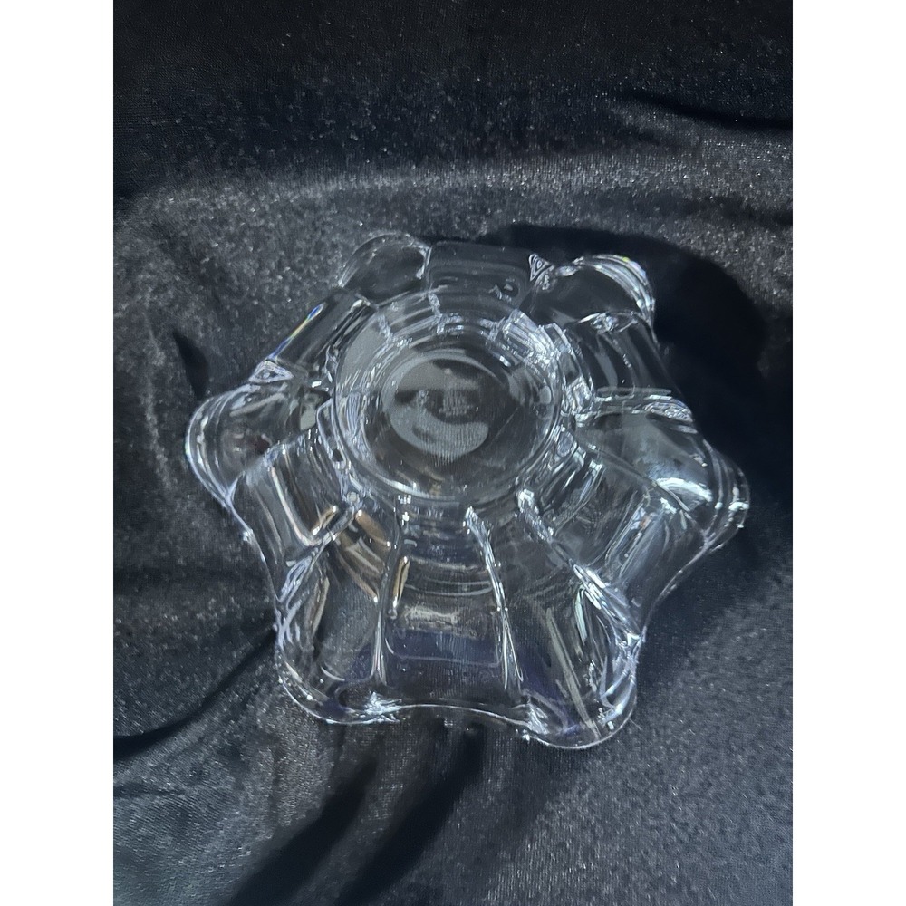 Confrac Art Glass Verrier France Abstract dish Crystal Clear Signed Free form - Picture 10 of 12